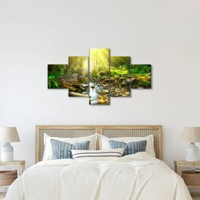 Obraz rzeki w zielonym lesie (125x70 cm)