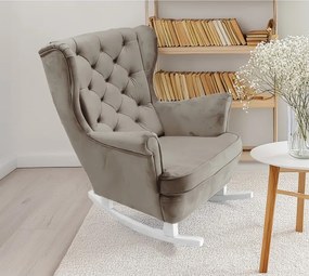 Fotel USZAK bujany tapicerowany z podłokietnikami, kolor Szary tkanina MAGIC VELVET