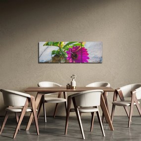 Obraz ciętego kwiatu (z zegarem) (90x30 cm)