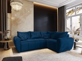 Masseno Narożnik MADISON z funkcją spania i pojemnikiem na pościel Narozniki L, Rozkładana sofa - Niebieski, KRONOS 09