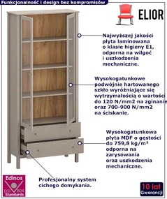 Nowoczesny regał z witryną w kolorze taupe - Envilo 14X
