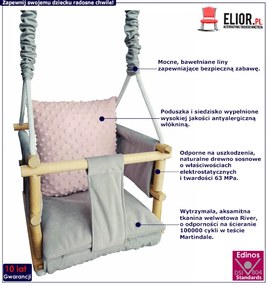Szaro-różowa huśtawka dziecięca 3w1 E9-T12