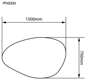 Lustro o nieregularnym kształcie oszlifowane bez ramy podświetlane MISTRAL LED | Różne rozmiary : Kolor tafli szkła - Grafit, Rozmiar - 150 x 75 cm