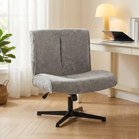 HOMCOM Obrotowy Fotel Akcentowy, Tapicerowany Fotel Lounge z Regulacją Wysokości do Salonu, Biura, Szary | Aosom PL