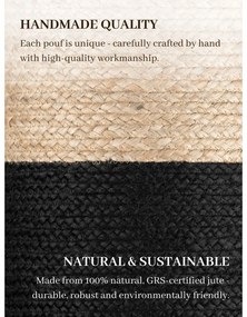 Czarno-naturalny puf Juta Gold Black – Hanse Home