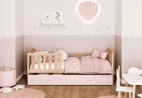 Łóżko dziecięce Nives z szufladą i barierką 160x80 / 190x80 / 200x90 | białe, szare, sosna