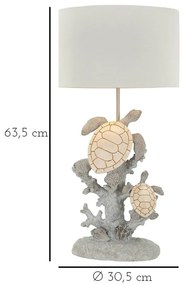 Biało-szara lampa stołowa z tekstylnym kloszem (wysokość 63,5 cm) Turtle – Mauro Ferretti