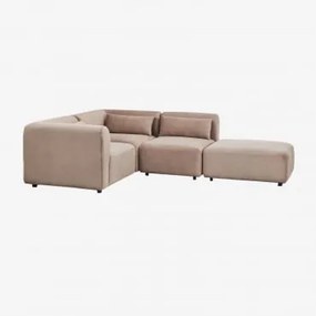 Sofa Modułowy Narożny 3-częściowy Z Pufem Fogler Sztruks Brąz Karmelowy - Sklum