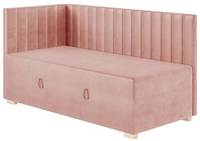 Różowe narożne łóżko dziecięce ze schowkiem i materacem 90x200 cm Snugi – Ghado