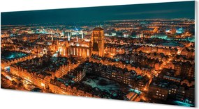 Panel szklany do Kuchni Nocna Panorama Gdańskich Kościołów