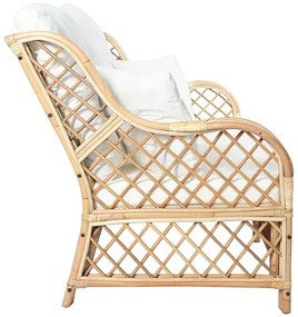 2-osobowa sofa rattanowa z lnianą tapicerką G5-D03