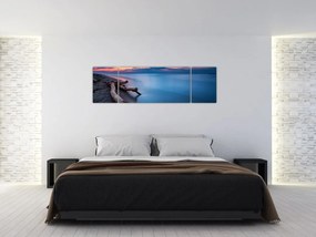 Obraz plaży o zachodzie słońca (170x50 cm)