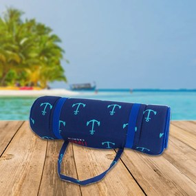 Leżak plażowy w rolce KOTWICE 148x52 cm, niebieski