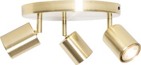 Nowoczesna lampa sufitowa mosiężna regulowana okrągła 3-światłowa - Java