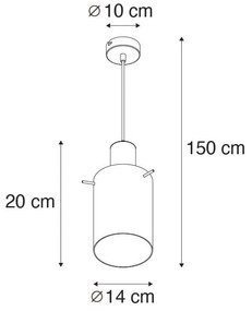 Lampa wisząca vintage czarna z przydymionym szkłem - Vidra Nowoczesny Oswietlenie wewnetrzne