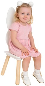 Krzesło dla dzieci z drewna biały króliczek H8-F72