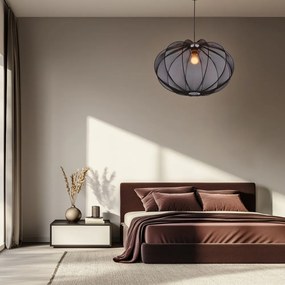 Czarna lampa wisząca z tekstylnym kloszem ø 60 cm Mellow – Candellux Lighting