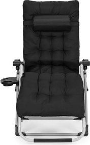 Regulowany leżak ogrodowy, składany, z poduszką Corsica 009, czarny