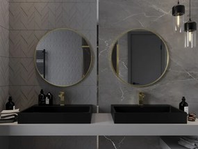 Mexen Loft lustro łazienkowe okragłe 70 cm, rama złota szczotkowana - 9850-070-070-000-50