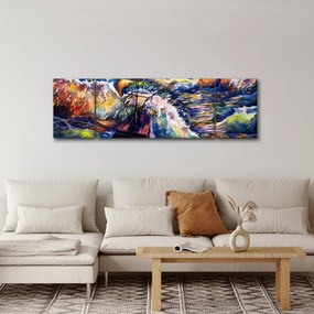 Obraz - Statek na falach oceanu, akwarela (170x50 cm)