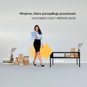 Metalowy stolik kawowy z półkami Modern Matteo, kolor czarny