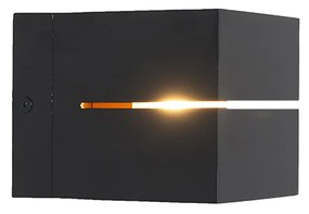 Nowoczesna lampa ścienna czarna i złota 9,7 cm - Transfer Groove Nowoczesny Oswietlenie wewnetrzne