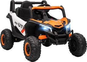 AIYAPLAY Elektryczne auto 12V dla dzieci, z funkcją zdalnego sterowania, pasem bezpieczeństwa, klaksonem, reflektorami LED, portem USB, dla dzieci w wieku 3-5 lat, Pomarańczowe