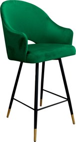 Hoker Velvet krzesło barowe tkanina Welur podstawa metalowa : Kolor nogi - Czano-złota stożek, Kolor tkaniny - VELVET - MG25, Typ siedziska - Siedzisko stałe