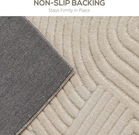 HOMCOM Maszynowo tkany dywan, 15 mm wysokości, uniwersalny, antypoślizgowy, Kremowy