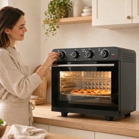 HOMCOM Piekarnik-frytkownica z termoobiegiem i zestawem rożna, regulator temperatury, minutnik, 1800 W | Aosom PL