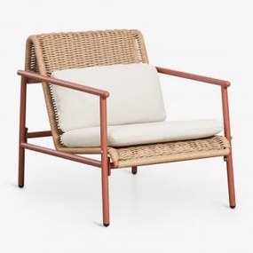 Fotel Ogrodowy Z Podłokietnikami Z Aluminium I Syntetycznego Rattanu Duroli Terracota - Sklum