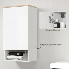 HOMCOM Szafka Ścienna do Łazienki, Szafka Łazienkowa z Regulowanymi Półkami, Otwartą Półką, Drewniana, Biała