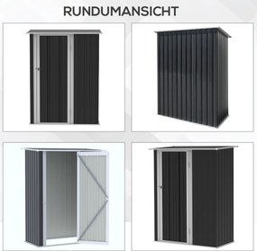 Outsunny Domek Narzędziowy Szopa Ogrodowa z Drzwiami Stal Szary 142x84x189cm | Aosom PL