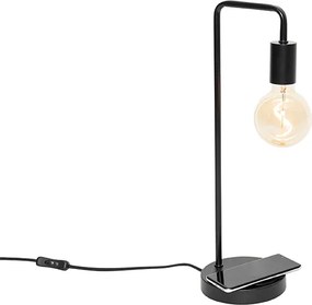Nowoczesna czarna lampa stołowa z bezprzewodowym ładowaniem - Facil