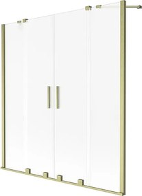 Mexen Velar Duo parawan nawannowy 2-skrzydłowy rozsuwany 150 x 150 cm, szron, złoty szczotkowany - 896-150-000-32-55