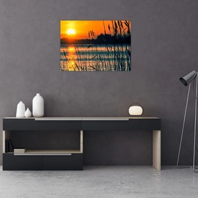 Obraz - Zachód słońca nad jeziorem (70x50 cm)