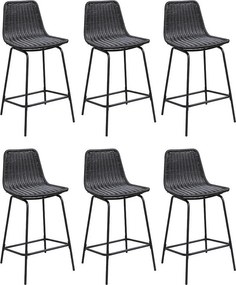 Zestaw 65 cm metalowych krzeseł wyspowych i barowych BALI z siedziskiem rattanowym