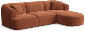 Sztruksowy narożnik (prawostronny/z szezlongiem) w kolorze terakoty Campi – Cosmopolitan Design