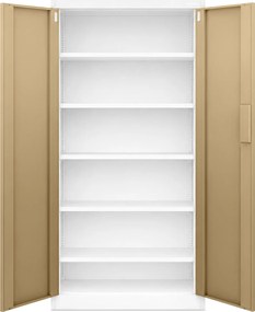 Biurowa szafa metalowa z zamkiem na szyfr biała / orzech: Eco Design DANIEL, 900 x 1850 x 400 mm