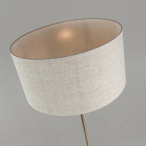 Lampa podłogowa mosiądz klosz jasnoszary 50cm - Kaso Nowoczesny Oswietlenie wewnetrzne