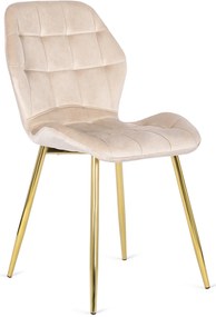 Krzesło Tapicerowane do Jadalni LUCKY Kremowe Welurowe Nowoczesne Glamour