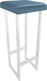 Hoker ALEX krzesło barowe tkanina Welur podstawa metalowa : Kolor Stelaża - Biały, Kolor tkaniny - VELVET - MG33, Wysokość - 90 cm