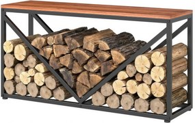 Outsunny 2-in-1 stojak na drewno do wnętrz 98 x 28 x 50 cm podwyższony stojak na drewno z półką przegrodą stolik boczny | Aosom PL