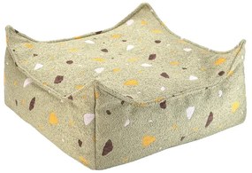 Zielony dziecięcy worek do siedzenia z materiału bouclé/z tkaniny szenilowej Terrazzo Square – Wigiwama