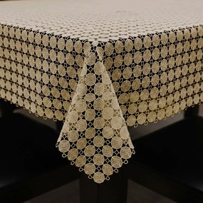 Obrus na metry gipiurowy złoty Koła elegancki - szer. 150 cm