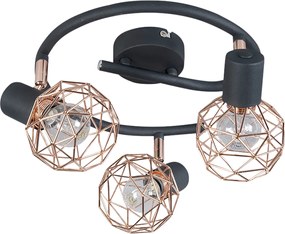 Nowoczesny reflektor czarny z miedzią 3-światła - Mesh