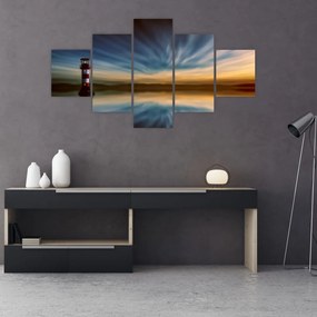 Obraz latarni morskiej na morzu (125x70 cm)