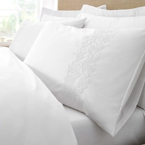 Biała bawełniana pościel jednoosobowa 135x200 cm Embroidery Floral – Bianca