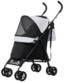 PawHut Wózek dla Zwierząt Domyślny z Smyczami Bezpieczeństwa i Oknami z Siatki, 76L x 44S x 103W cm, Jasnoszary