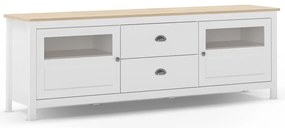 Biała szafka pod TV z litego drewna sosnowego 180x59 cm Misti – Marckeric